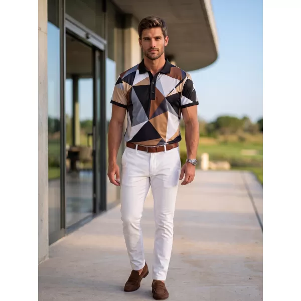  Tricou funcțional pentru bărbați cu guler premium ALTISPORT VOJ/ALM007TR05 NEGRU -BROWN 