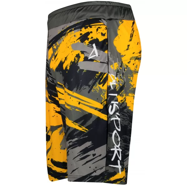  Premium pantaloni scurți funcționali pentru bărbați ALTISPORT VOJ/ALM014KRA01 NEGRU -YELLOW 