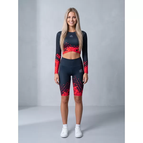  Jambiere pentru femei deasupra genunchilor premium ALTISPORT VOJ/ALW109LEG02 ROȘU-NEGRU 