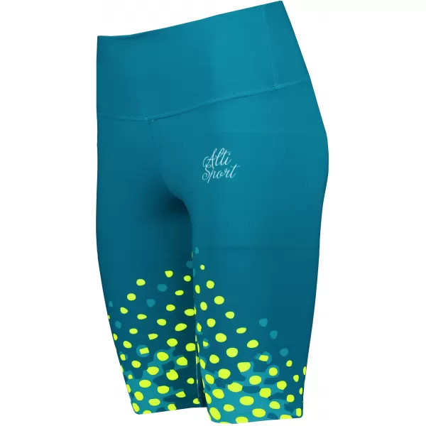  Jambiere pentru femei deasupra genunchilor premium ALTISPORT VOJ/ALW109LEG02 EMERALD/FLUO YELLOW 