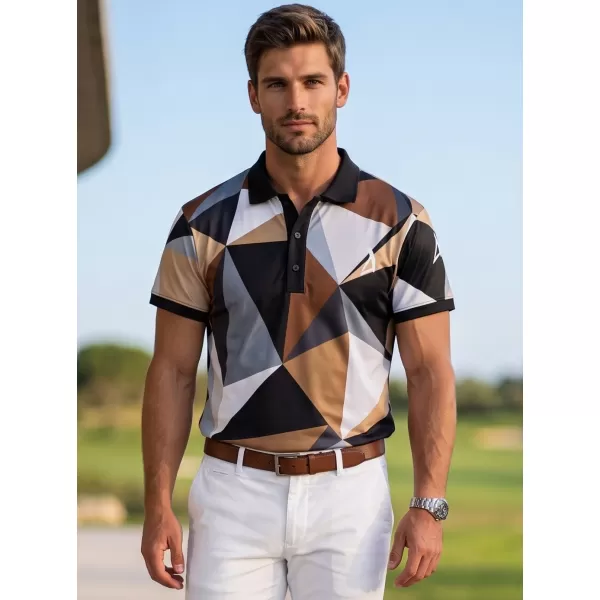  Tricou funcțional pentru bărbați cu guler premium ALTISPORT VOJ/ALM007TR05 NEGRU -BROWN 