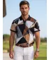 Tricou funcțional pentru bărbați cu guler premium ALTISPORT VOJ/ALM007TR05 NEGRU -BROWN