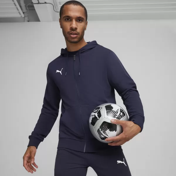  Panoul pentru bărbați PUMA TEAMGOAL CASUALS HOODED JACK 658595_06 PUMA NAVY/PUMA WHITE 