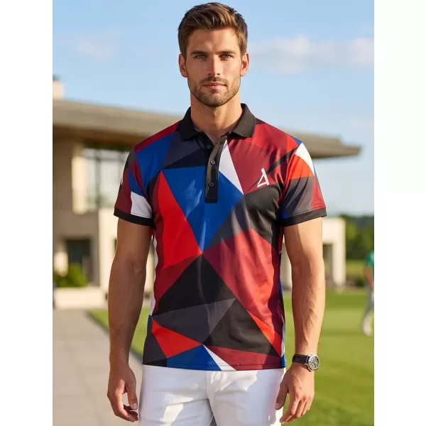  Tricou funcțional pentru bărbați cu guler premium ALTISPORT VOJ/ALM007TR05 ALBASTRU NAVAL/ROȘU 