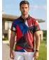 Tricou funcțional pentru bărbați cu guler premium ALTISPORT VOJ/ALM007TR05 ALBASTRU NAVAL/ROȘU