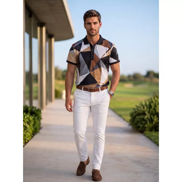  Tricou funcțional pentru bărbați cu guler premium ALTISPORT VOJ/ALM007TR05 NEGRU -BROWN 