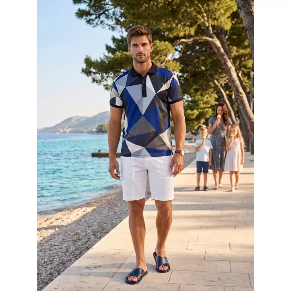  Tricou funcțional pentru bărbați cu guler premium ALTISPORT VOJ/ALM007TR05 ALBASTRU NAVAL/MARO 