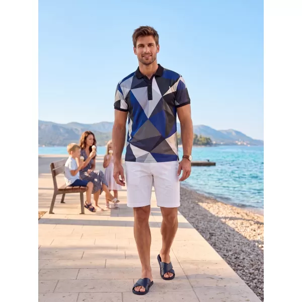  Tricou funcțional pentru bărbați cu guler premium ALTISPORT VOJ/ALM007TR05 ALBASTRU NAVAL/MARO 