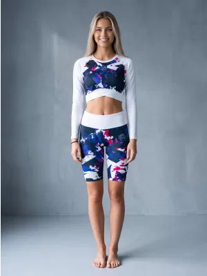 Jambiere pentru femei deasupra genunchilor premium ALTISPORT VOJ/ALW110LEG02 VIOLET -WHITE