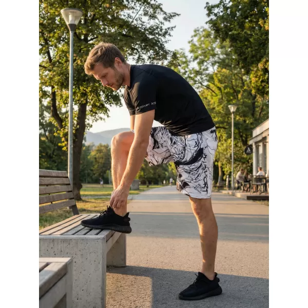  Premium pantaloni scurți funcționali pentru bărbați ALTISPORT VOJ/ALM071KRA01 ALB -ȘI -BLACK 