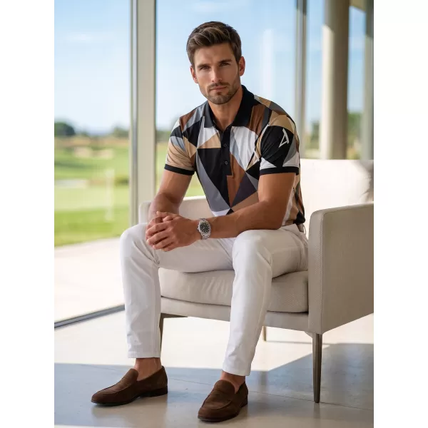  Tricou funcțional pentru bărbați cu guler premium ALTISPORT VOJ/ALM007TR05 NEGRU -BROWN 