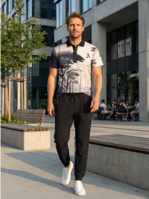 Tricou funcțional pentru bărbați cu guler premium ALTISPORT VOJ/ALM103TR05 BLACK-LEES