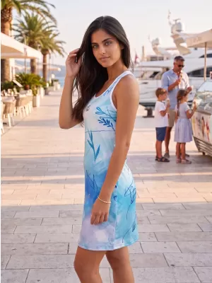 Rochie funcțională premium pentru femei ALTISPORT VOJ/ALW083SAT01 ALB ALBASTRU