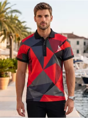 Tricou funcțional pentru bărbați cu guler premium ALTISPORT VOJ/ALM007TR05 ROŞU