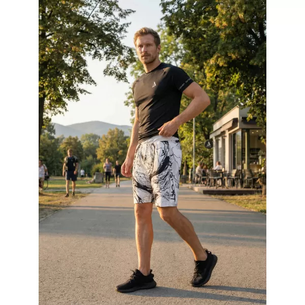  Premium pantaloni scurți funcționali pentru bărbați ALTISPORT VOJ/ALM071KRA01 ALB -ȘI -BLACK 