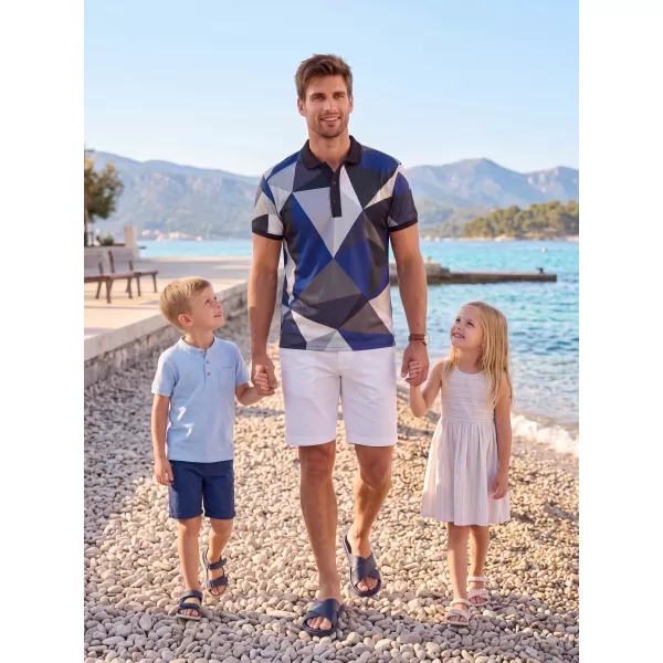  Tricou funcțional pentru bărbați cu guler premium ALTISPORT VOJ/ALM007TR05 ALBASTRU NAVAL/MARO 