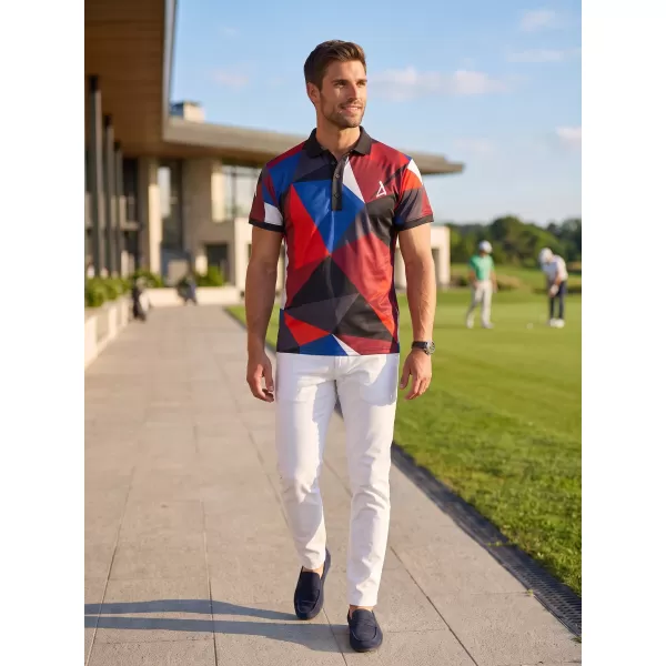  Tricou funcțional pentru bărbați cu guler premium ALTISPORT VOJ/ALM007TR05 ALBASTRU NAVAL/ROȘU 