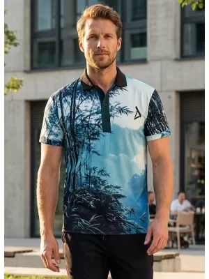 Tricou funcțional pentru bărbați cu guler premium ALTISPORT VOJ/ALM103TR05 BAMBUS