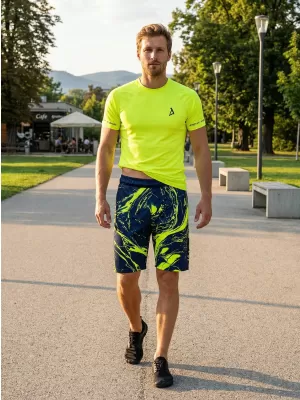 Premium pantaloni scurți funcționali pentru bărbați ALTISPORT VOJ/ALM071KRA01 NAVY/GALBEN