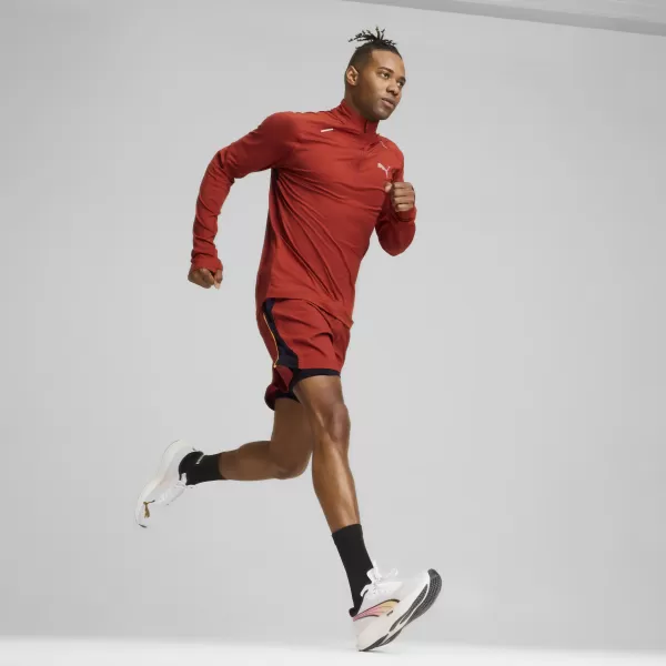  Tricou bărbătesc PUMA RUN CLOUDSPUN 1/4 ZIP 525781_63 MARTE ROȘU 
