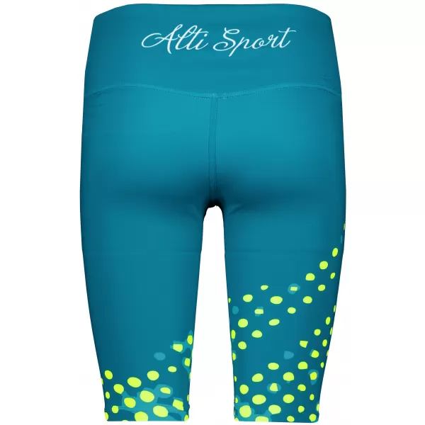  Jambiere pentru femei deasupra genunchilor premium ALTISPORT VOJ/ALW109LEG02 EMERALD/FLUO YELLOW 