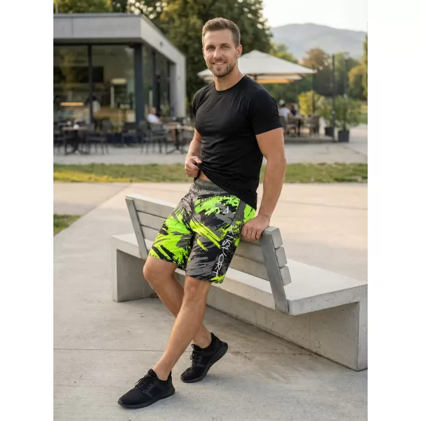  Premium pantaloni scurți funcționali pentru bărbați ALTISPORT VOJ/ALM014KRA01 NEGRU -GREEN 
