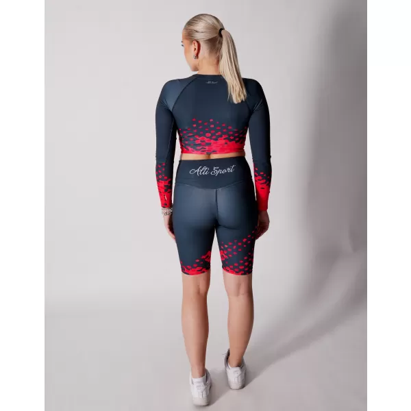  Jambiere pentru femei deasupra genunchilor premium ALTISPORT VOJ/ALW109LEG02 ROȘU-NEGRU 