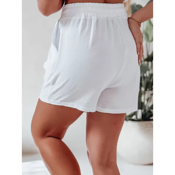  Pantaloni scurți pentru doamne DSTREET SUMMER TRIP SY0438 ALB 
