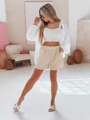 Pantaloni scurți pentru doamne DSTREET OWN STYLE SY0453 BEJ