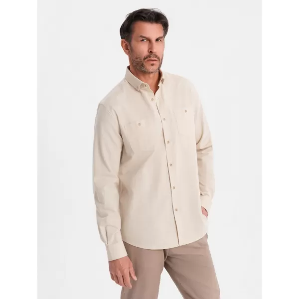  Cămaşă OMBRE OM-SHCS-0134 CREMĂ 