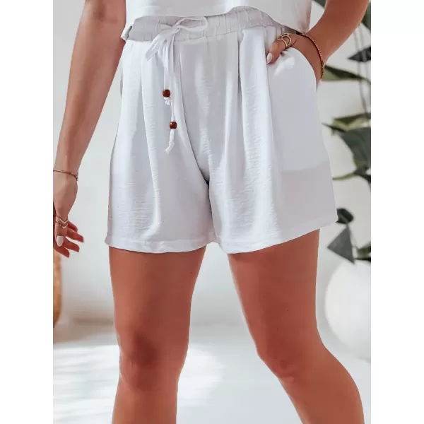  Pantaloni scurți pentru doamne DSTREET SUMMER TRIP SY0438 ALB 