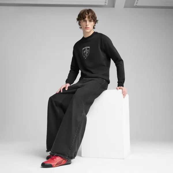  Panoul pentru bărbați PUMA FERRARI RACE BIG SHIELD CREW 630193_01 PUMA NEGRU 