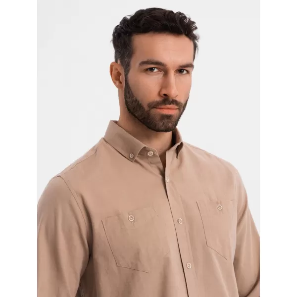 Cămaşă OMBRE OM-SHCS-0134 MARO DESCHIS 