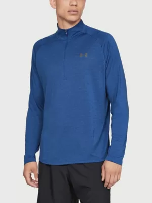 Tricou pentru bărbați UNDER ARMOUR TECH 1/2 ZIP 2.0 1328495-400 ALBASTRU