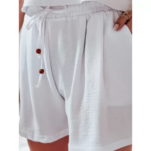 Pantaloni scurți pentru doamne DSTREET SUMMER TRIP SY0438 ALB 