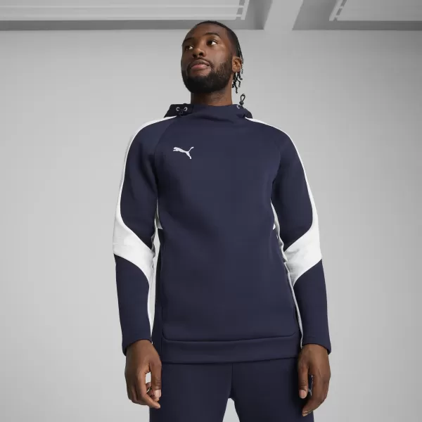  Panoul pentru bărbați PUMA TEAMEVOSTRIPE HOODY 659954_06 PUMA NAVY/PUMA SILVER 