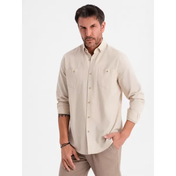  Cămaşă OMBRE OM-SHCS-0134 CREMĂ 
