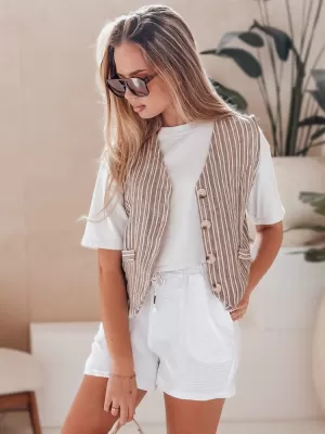 Pantaloni scurți pentru doamne DSTREET NOT TOMORROW SY0450 ALB