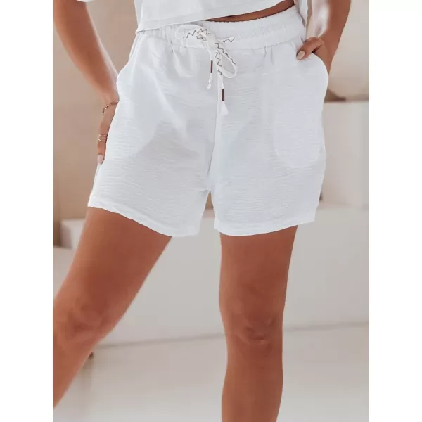  Pantaloni scurți pentru doamne DSTREET NOT TOMORROW SY0450 ALB 