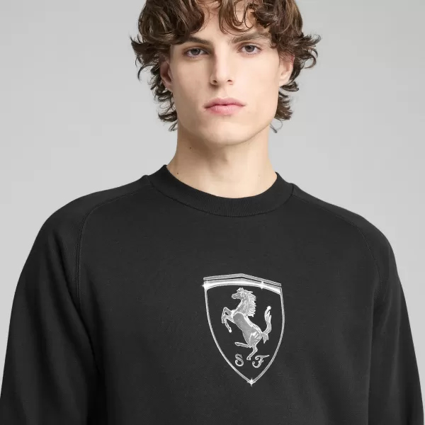  Panoul pentru bărbați PUMA FERRARI RACE BIG SHIELD CREW 630193_01 PUMA NEGRU 
