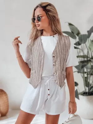 Pantaloni scurți pentru doamne DSTREET SUMMER TRIP SY0438 ALB