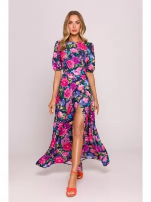 Rochie MOE M858 ALBASTRU/ROZ