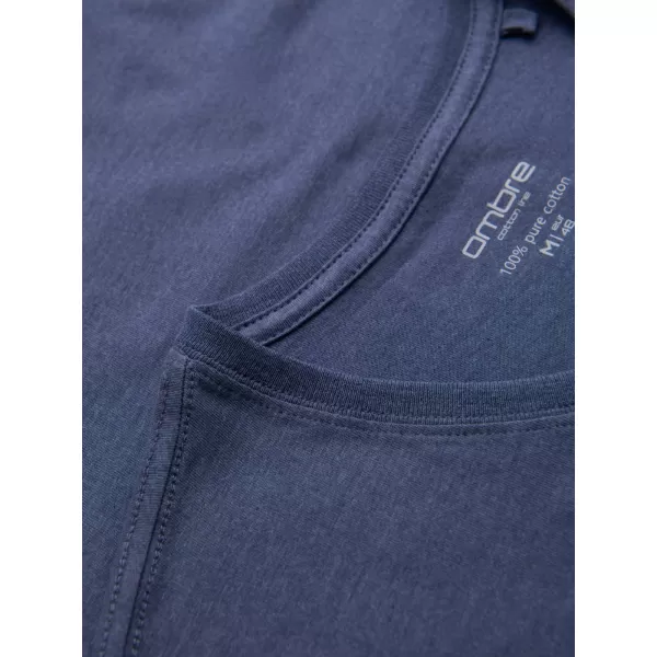  Cămaşă OMBRE OM-TSBS-0237 MELANGE ALBASTRU 