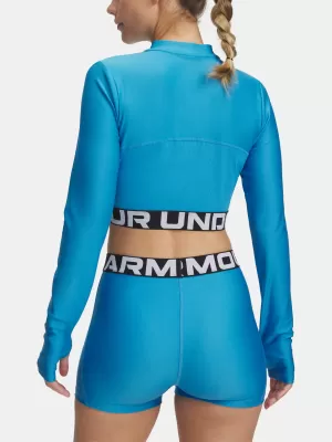Tricou pentru femei UNDER ARMOUR HEATGEAR RIB 1/4 ZIP LS 1388692-453 ALBASTRU
