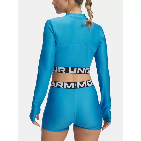  Tricou pentru femei UNDER ARMOUR HEATGEAR RIB 1/4 ZIP LS 1388692-453 ALBASTRU 