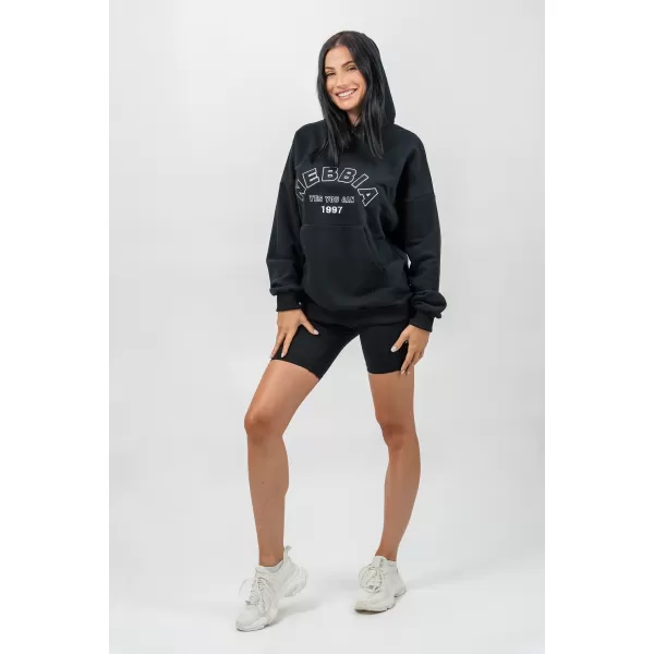 Hanorac oversize cu glugă GYM RAT 256 BLACK Nebbia 