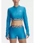 Tricou pentru femei UNDER ARMOUR HEATGEAR RIB 1/4 ZIP LS 1388692-453 ALBASTRU