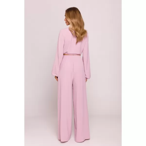  Crop top de damă MOE M861 ROZ CREPONAT 