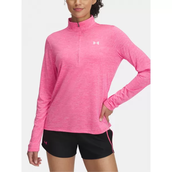  Tricou de damă UNDER ARMOUR TECH 1/2 ZIP- TWIST 1384225-672 ROZ 