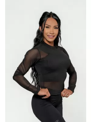 Top de damă cu mâneci lungi INTENSE Sheer 847 Gold BLACK/GOLD Nebbia